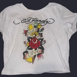 Ed Hardy White Crop Top